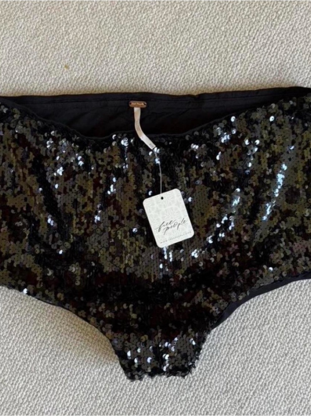 Brand new Free People Black Sequin High-Waist Briefs